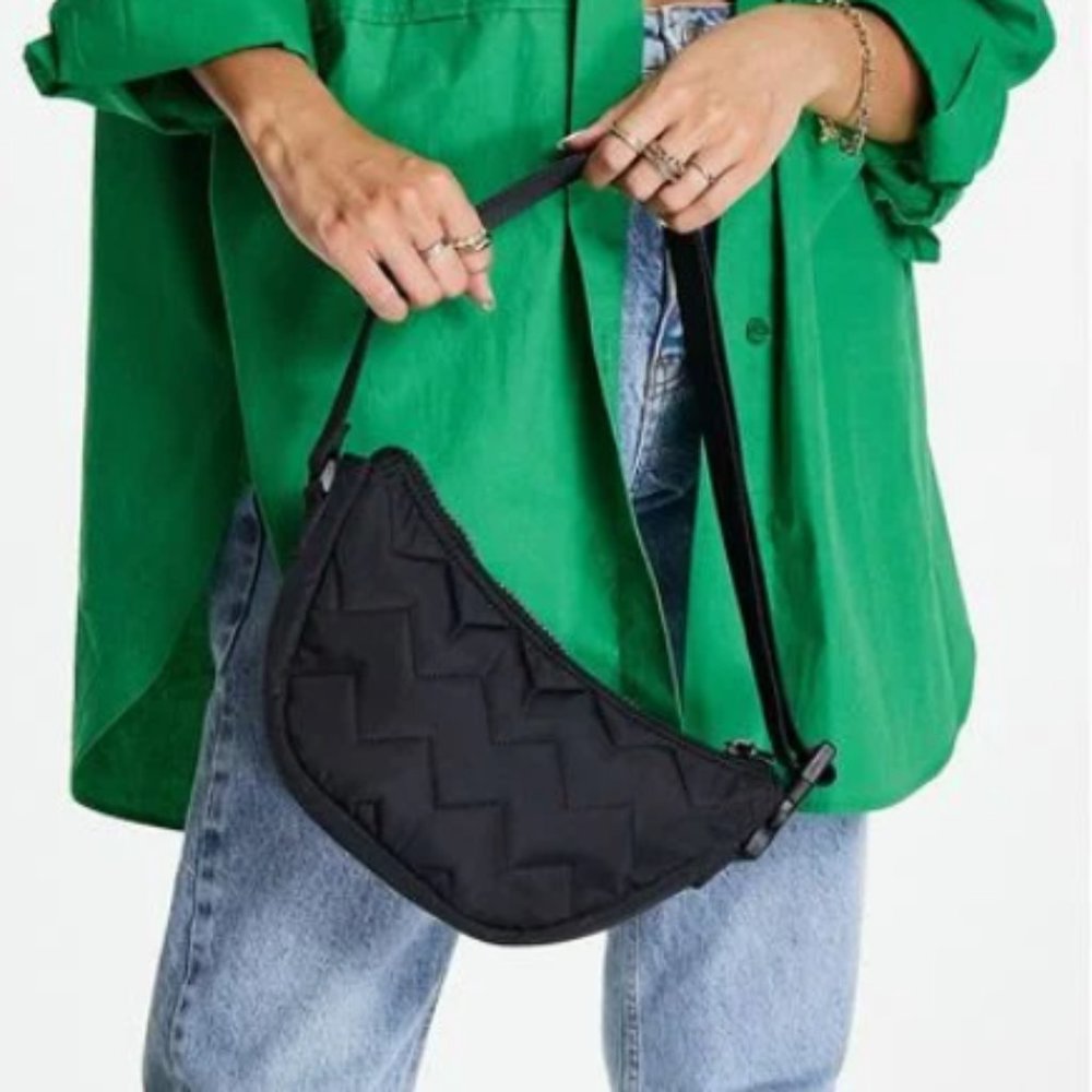 ASOS Design Topshop Nylon Quilted Shoulder Bag in Black Size OS NWT